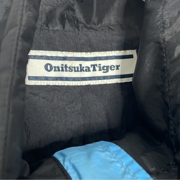 Onitsuka Tiger Blue Color Block Trench Coat Windbreaker Sample HARD TO FIND - Picture 6 of 11